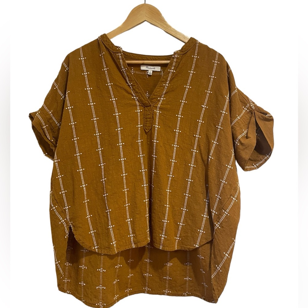 Madewell Brown Blouse with White Stripes